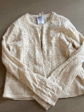 ba&sh x Suzie Kondi Cream Pointelle Knit Cardigan S
